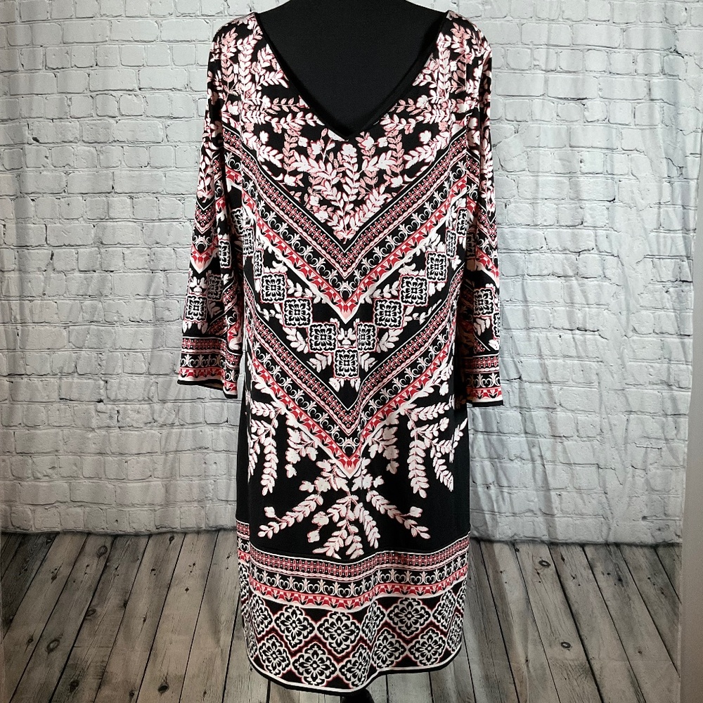 Mixed print floral IKAT shift dress
